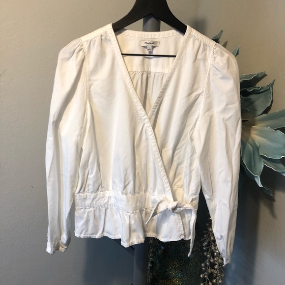 Madewell Wrap side tie long sleeve blouse - Picture 2 of 7
